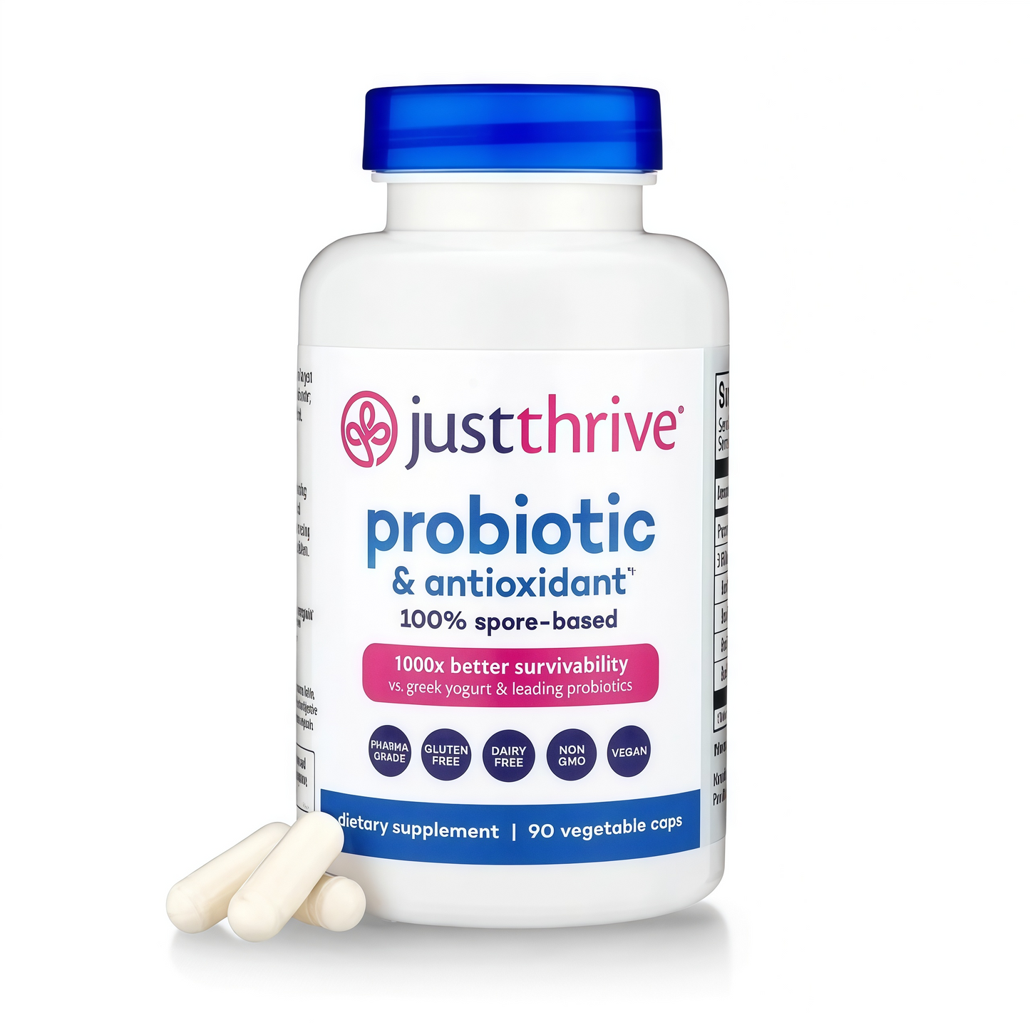 Just Thrive Probiotic & Antioxidant Supplement - 100% Spore-Based Digestive and Immune Support - Gluten Free