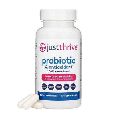 Just Thrive Probiotic & Antioxidant Supplement - 100% Spore-Based Digestive and Immune Support - Gluten Free